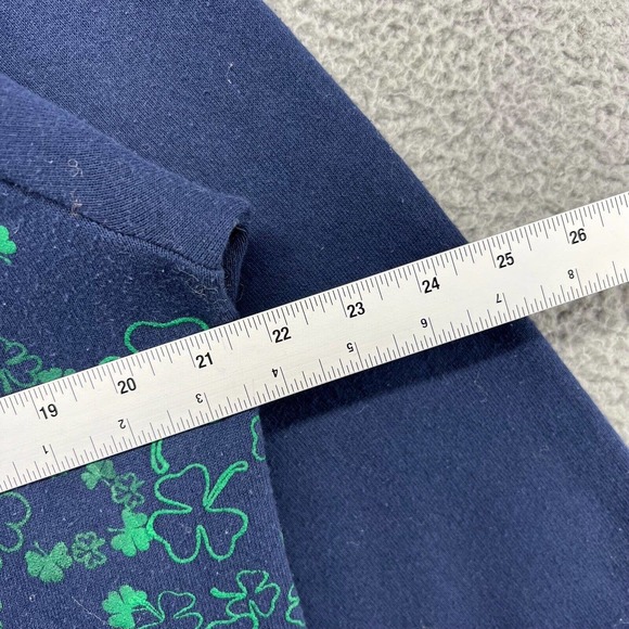 Vintage Irish Sweatshirt Men's Large Blue Green Crewneck Shamrock All Over Puff - Picture 7 of 15